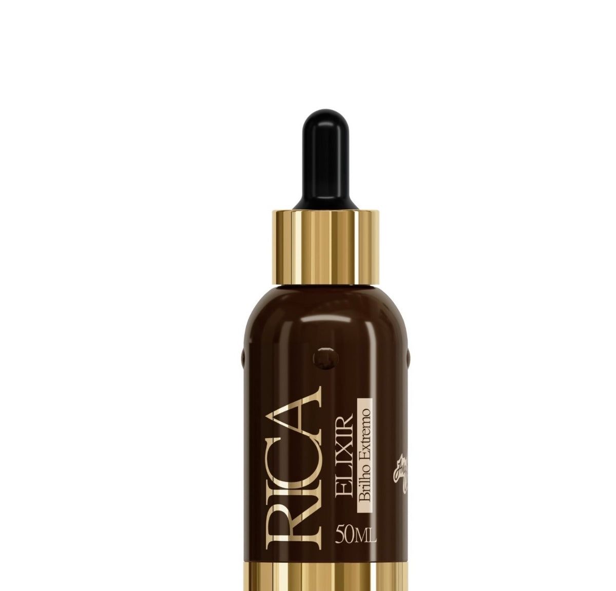 Flacon du sérum Rica pour brillance et lissage sur fond blanc